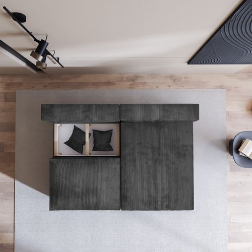 Canapé D'angle Fioro Gris En Velours Côtelé Avec Fonction De Couchage