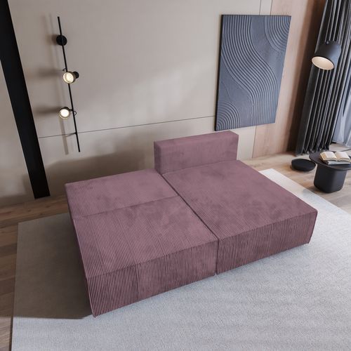 Canapé D'angle Fioro Violet En Velours Côtelé Avec Fonction De Couchage