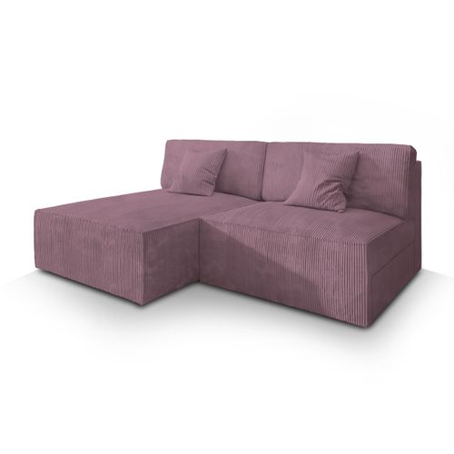 Canapé D'angle Fioro Violet En Velours Côtelé Avec Fonction De Couchage