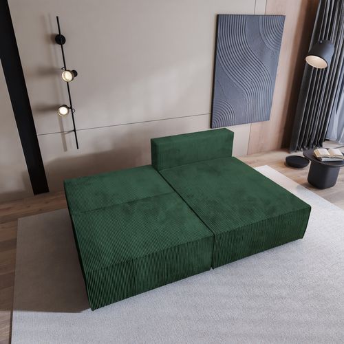 Canapé D'angle Fioro Vert Sapin En Velours Côtelé Avec Fonction De Couchage