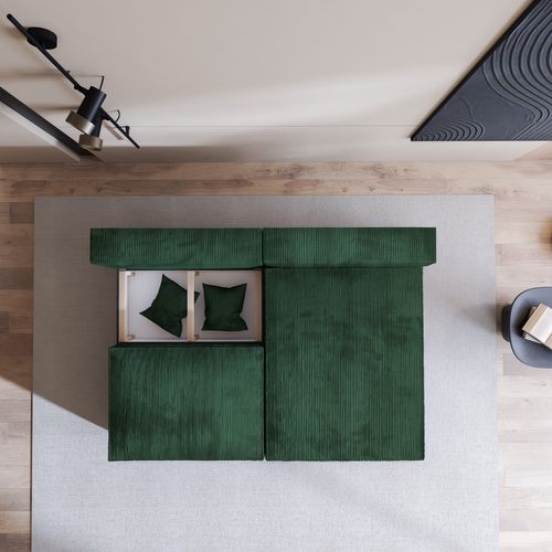 Canapé D'angle Fioro Vert Sapin En Velours Côtelé Avec Fonction De Couchage