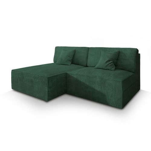 Canapé D'angle Fioro Vert Sapin En Velours Côtelé Avec Fonction De Couchage
