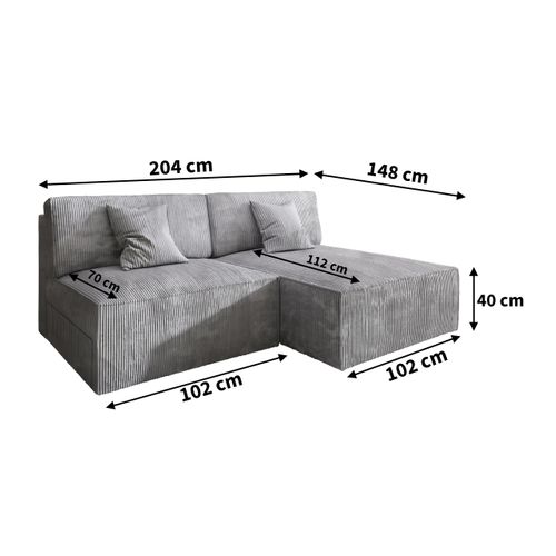 Canapé D'angle Fioro Vert Sapin En Velours Côtelé Avec Fonction De Couchage