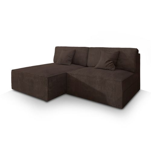 Canapé D'angle Fioro Marron En Velours Côtelé Avec Fonction De Couchage