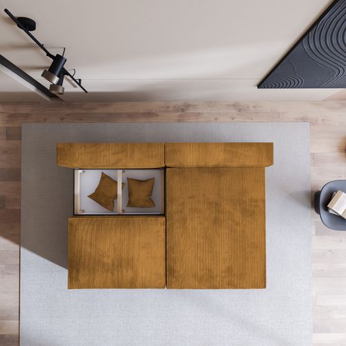 Canapé D'angle Fioro Jaune En Velours Côtelé Avec Fonction De Couchage