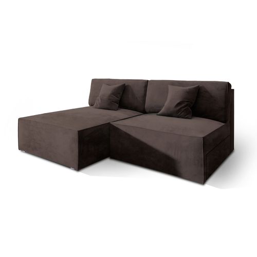 Canapé D'angle Fioro Marron En Velours Avec Fonction De Couchage
