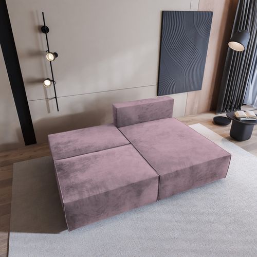 Canapé D'angle Fioro Violet En Velours Avec Fonction De Couchage