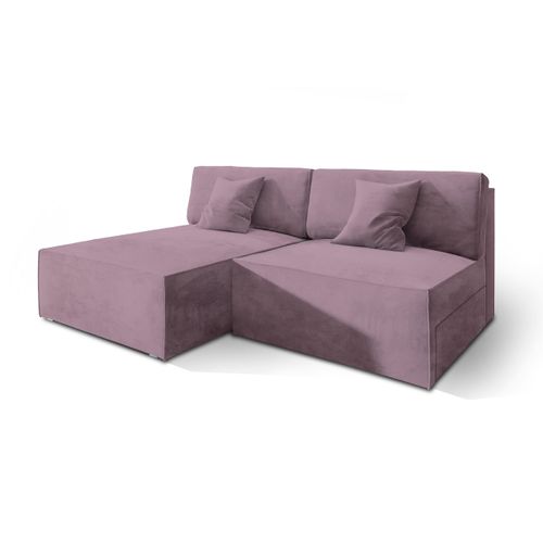 Canapé D'angle Fioro Violet En Velours Avec Fonction De Couchage