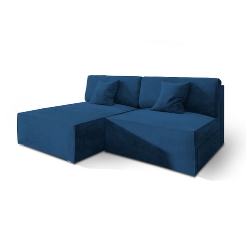 Canapé D'angle Fioro Bleu En Velours Avec Fonction De Couchage