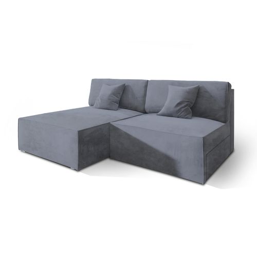 Canapé D'angle Fioro Gris En Velours Avec Fonction De Couchage