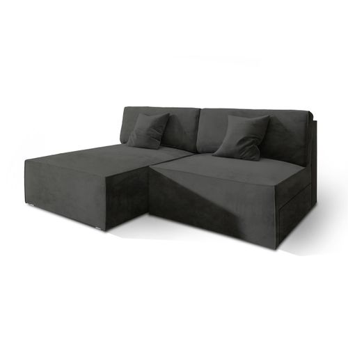 Canapé D'angle Fioro Noir En Velours Avec Fonction De Couchage