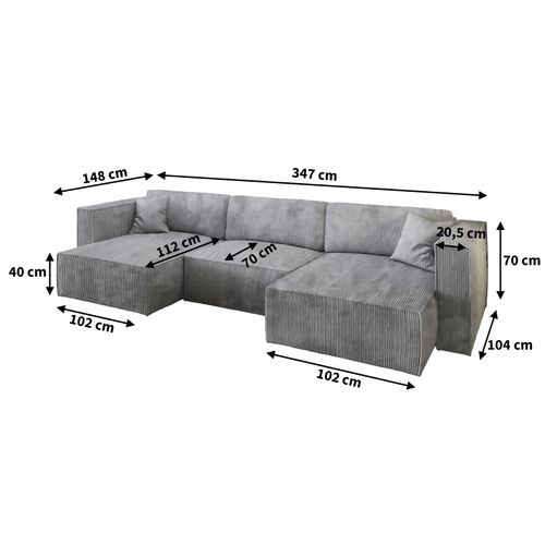 Canapé D'angle Sarmo Marron En Velours Côtelé Avec Fonction De Couchage