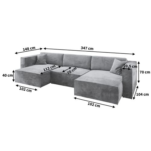 Canapé D'angle Sarmo Bleu En Velours Avec Fonction De Couchage