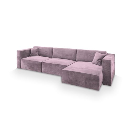 Canapé D'angle Tolmo Violet En Velours Avec Fonction De Couchage