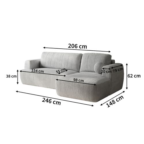 Canapé D'angle Senti Vert En Velours Côtelé Avec Fonction De Couchage