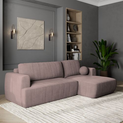 Canapé D'angle Senti Violet En Velours Côtelé Avec Fonction De Couchage