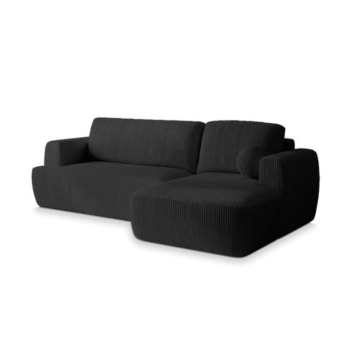 Canapé D'angle Senti Noir En Velours Côtelé Avec Fonction De Couchage