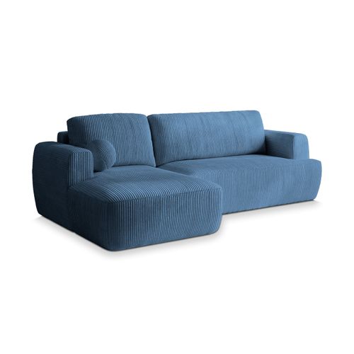 Canapé D'angle Senti Bleu En Velours Côtelé Avec Fonction De Couchage
