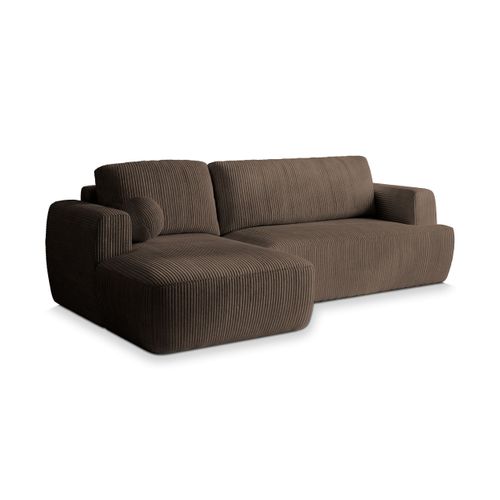 Canapé D'angle Senti Marron En Velours Côtelé Avec Fonction De Couchage