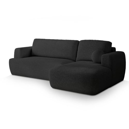 Canapé D'angle Senti Noir En Bouclé Avec Fonction De Couchage