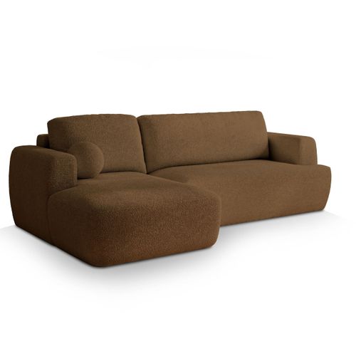 Canapé D'angle Senti Marron En Bouclé Avec Fonction De Couchage