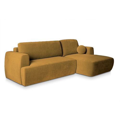 Canapé D'angle Senti Jaune En Peluche Avec Fonction De Couchage