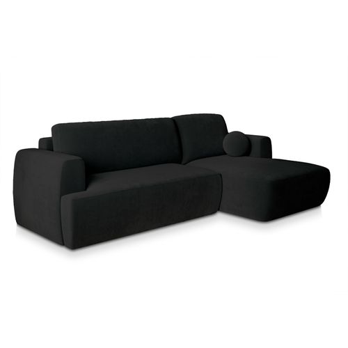 Canapé D'angle Senti Noir En Peluche Avec Fonction De Couchage