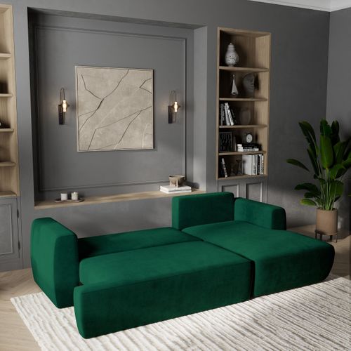 Canapé D'angle Senti Vert Sapin En Peluche Avec Fonction De Couchage