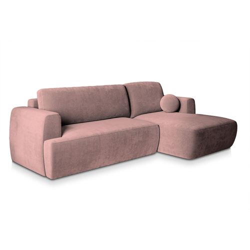 Canapé D'angle Senti Rose En Peluche Avec Fonction De Couchage