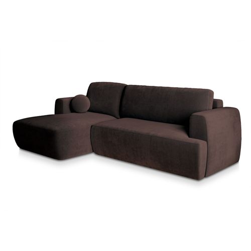 Canapé D'angle Senti Marron En Peluche Avec Fonction De Couchage