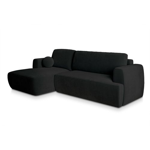 Canapé D'angle Senti Noir En Peluche Avec Fonction De Couchage