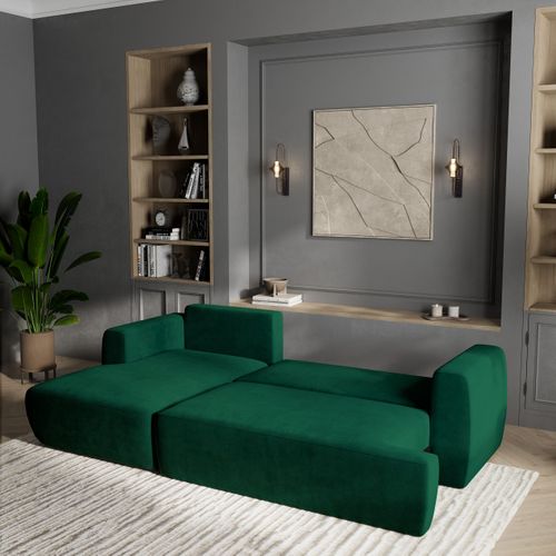 Canapé D'angle Senti Vert Sapin En Peluche Avec Fonction De Couchage