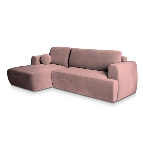 Canapé D'angle Senti Rose En Peluche Avec Fonction De Couchage