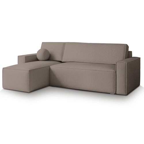 Canapé D'angle Ravelo Beige En Velours Côtelé Avec Fonction De Couchage