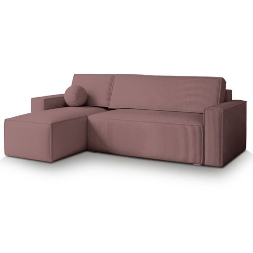 Canapé D'angle Ravelo Violet En Velours Côtelé Avec Fonction De Couchage