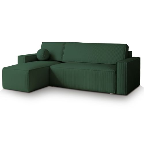 Canapé D'angle Ravelo Vert Sapin En Velours Côtelé Avec Fonction De Couchage