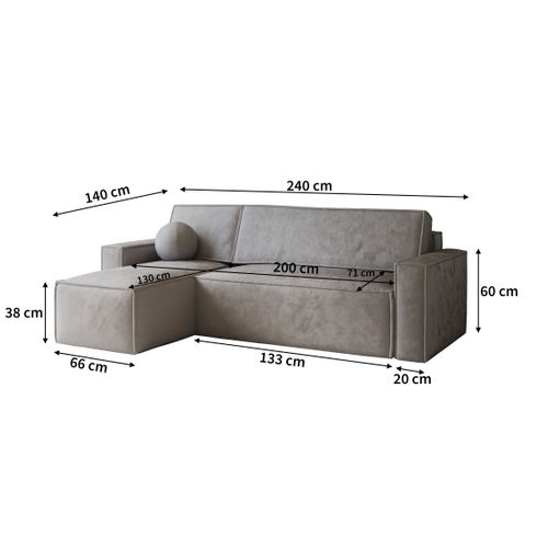 Canapé D'angle Ravelo Marron En Velours Avec Fonction De Couchage