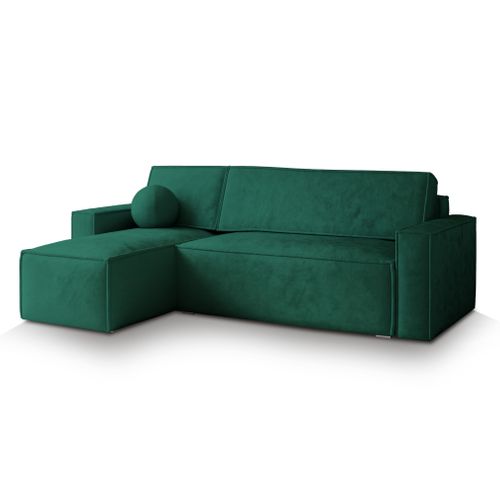 Canapé D'angle Ravelo Vert Sapin En Velours Avec Fonction De Couchage