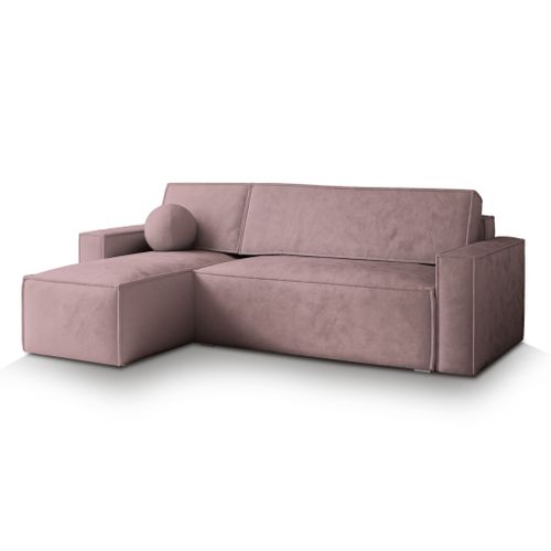 Canapé D'angle Ravelo Violet En Velours Avec Fonction De Couchage
