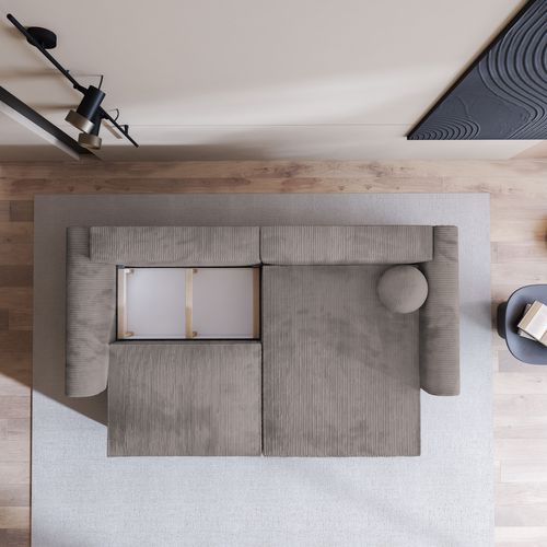 Canapé D'angle Fiano Beige En Velours Côtelé Avec Fonction De Couchage