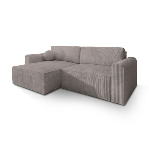 Canapé D'angle Fiano Beige En Velours Côtelé Avec Fonction De Couchage