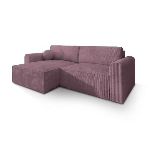 Canapé D'angle Fiano Violet En Velours Côtelé Avec Fonction De Couchage