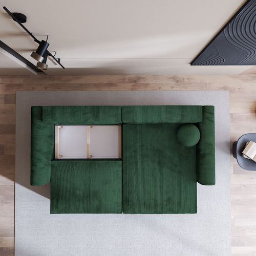 Canapé D'angle Fiano Vert Sapin En Velours Côtelé Avec Fonction De Couchage