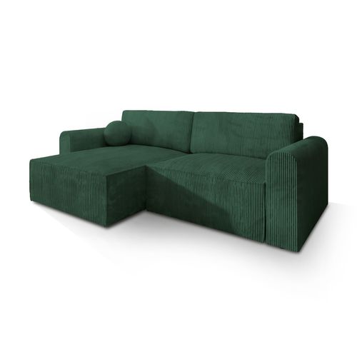 Canapé D'angle Fiano Vert Sapin En Velours Côtelé Avec Fonction De Couchage