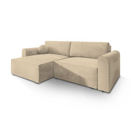Canapé D'angle Fiano Crème En Velours Avec Fonction De Couchage