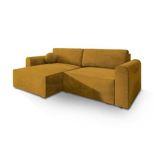 Canapé D'angle Fiano Jaune En Velours Avec Fonction De Couchage
