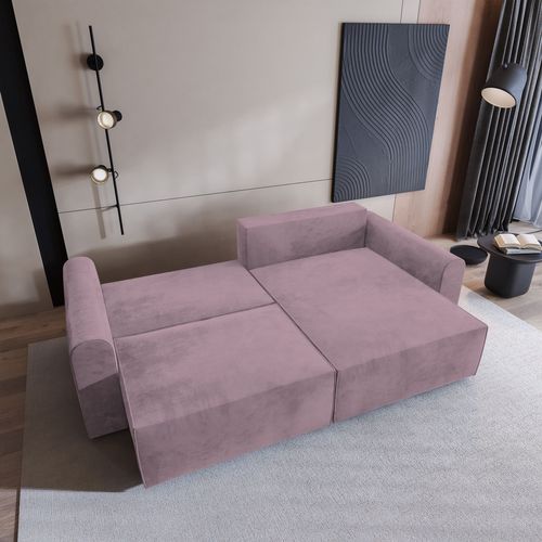 Canapé D'angle Fiano Violet En Velours Avec Fonction De Couchage