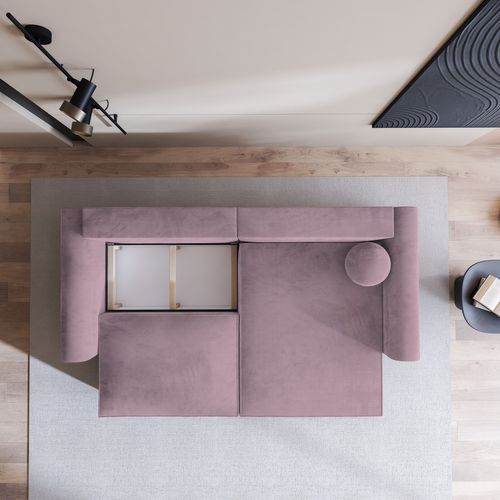 Canapé D'angle Fiano Violet En Velours Avec Fonction De Couchage