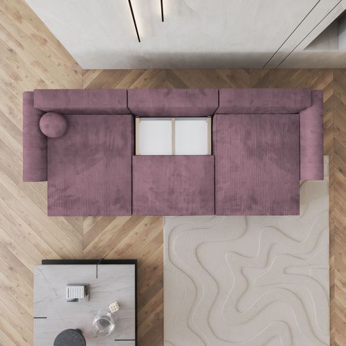 Canapé D'angle Fento Violet En Velours Côtelé Avec Fonction De Couchage