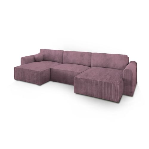 Canapé D'angle Fento Violet En Velours Côtelé Avec Fonction De Couchage